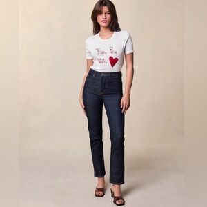 Rouje Paris Odeon Button Fly High Rise Jeans In Indigo Rinsed Blue New Size 32